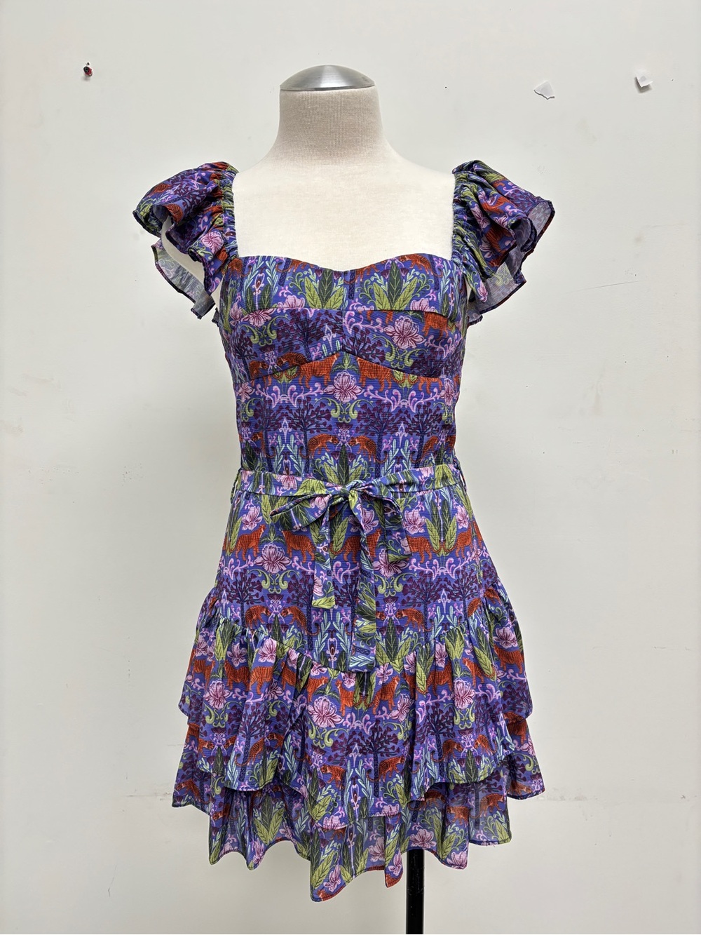 Purple Printed Ruffle Romper